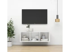 Aymee Mueble de pared para TV madera contrachapada blanco 37x37x107cm