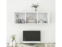 Aymee Mueble de pared para TV madera contrachapada blanco 37x37x107cm