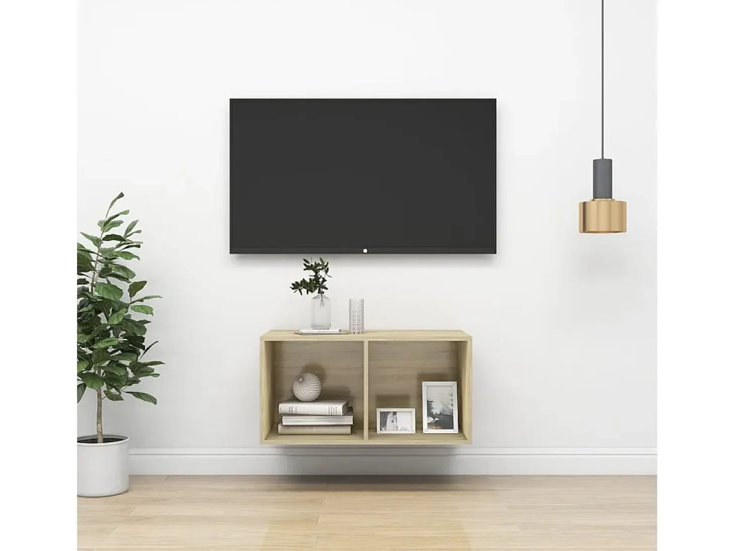 Aymee Mueble de pared para TV madera contrachapada roble 37x37x72 cm