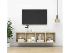 Aymee Mueble TV pared contrachapada color roble Sonoma 37x37x142,5 cm