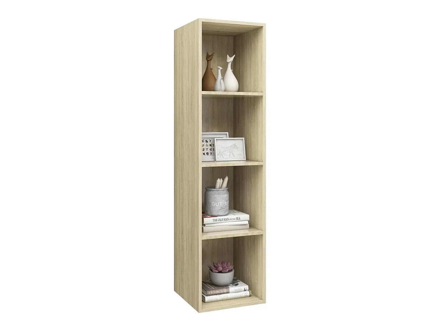 Aymee Mueble TV pared contrachapada color roble Sonoma 37x37x142,5 cm