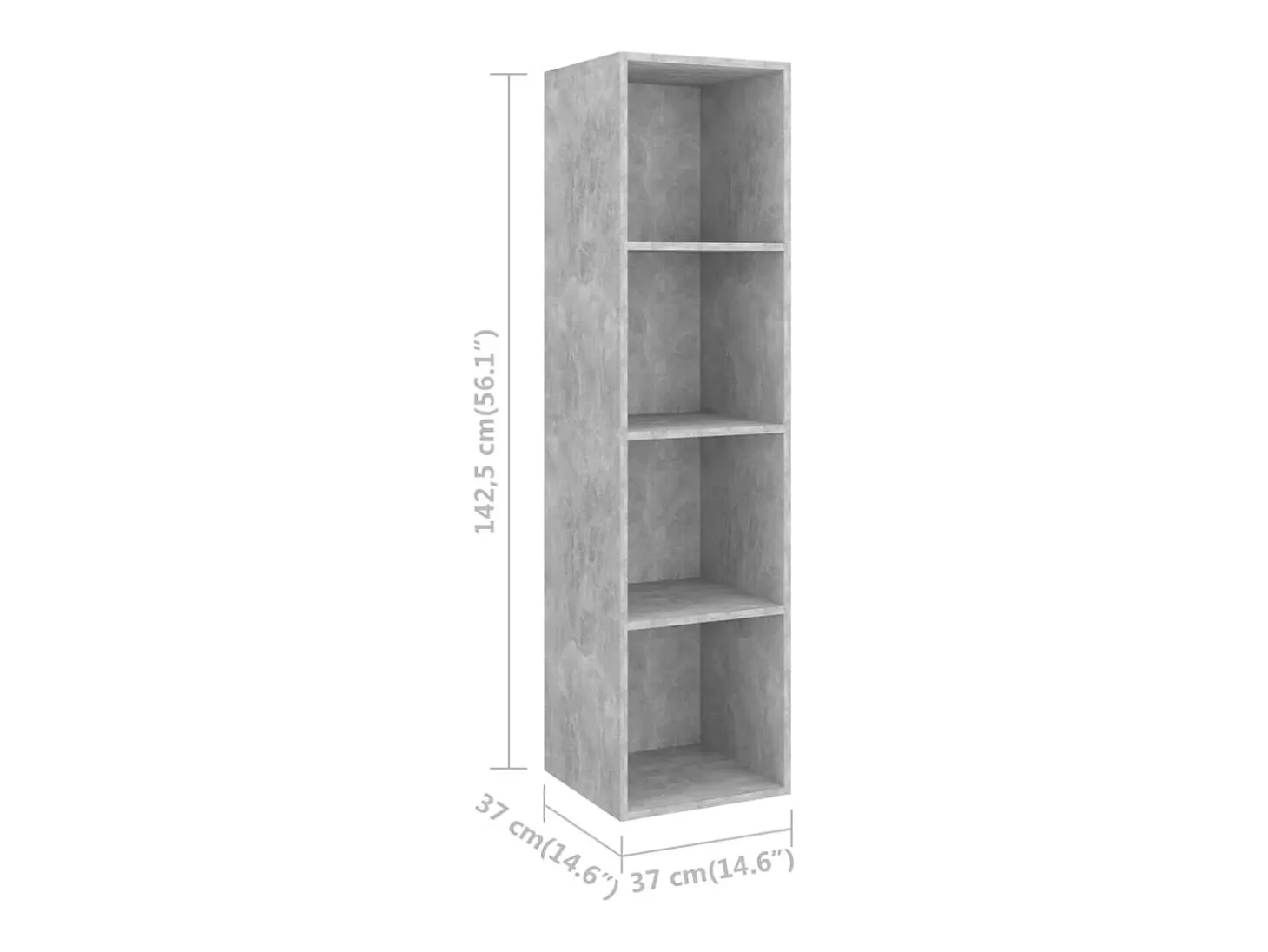 Aymee Mueble TV pared madera contrachapada hormigón 37x37x142,5 cm
