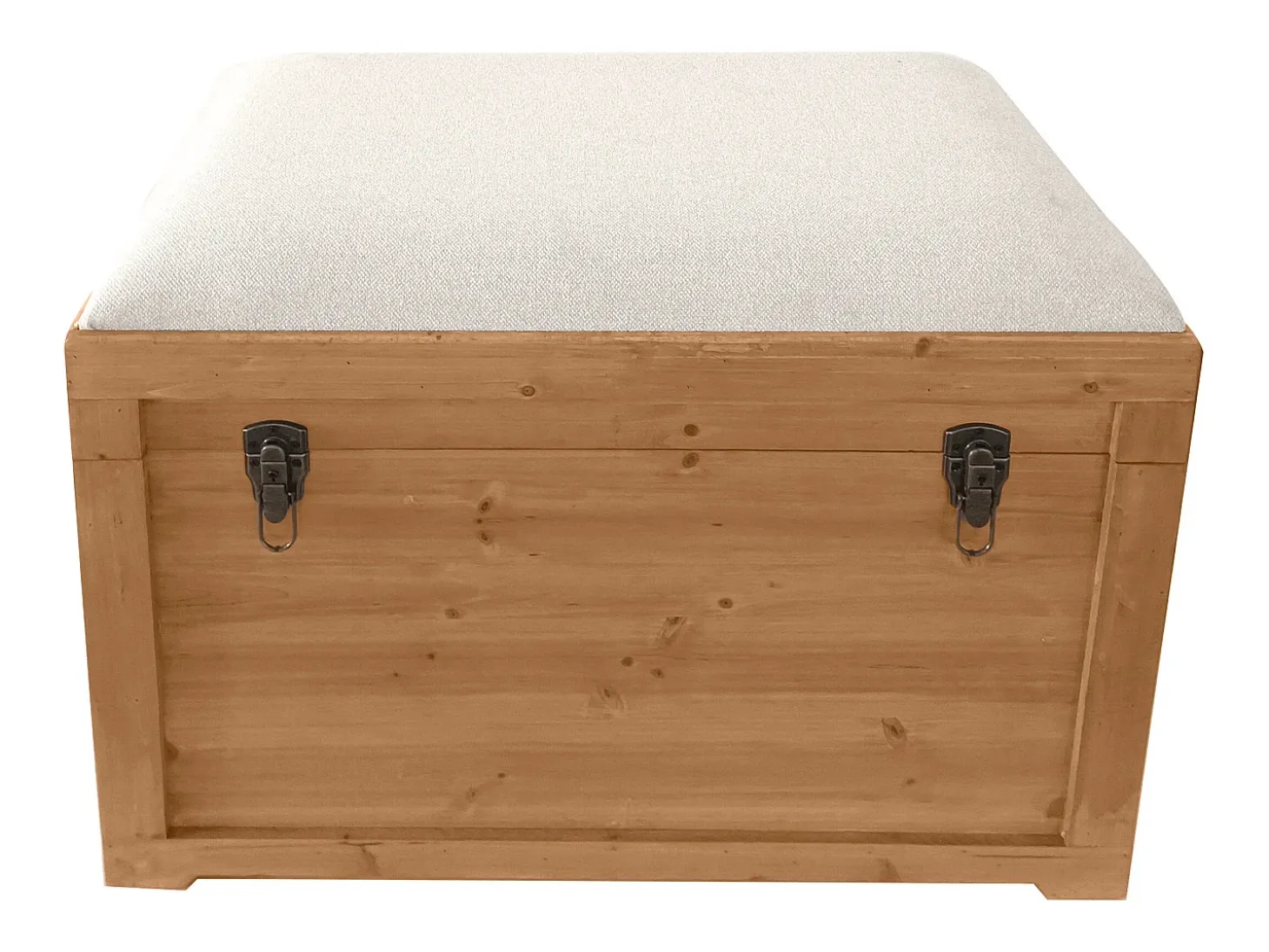 Baúl banco con cojín de lino - L. 80 x P. 40 x A. 53 cm - natural y beige - TURZA