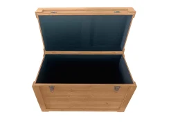 Baúl banco con cojín de lino - L. 80 x P. 40 x A. 53 cm - natural y beige - TURZA