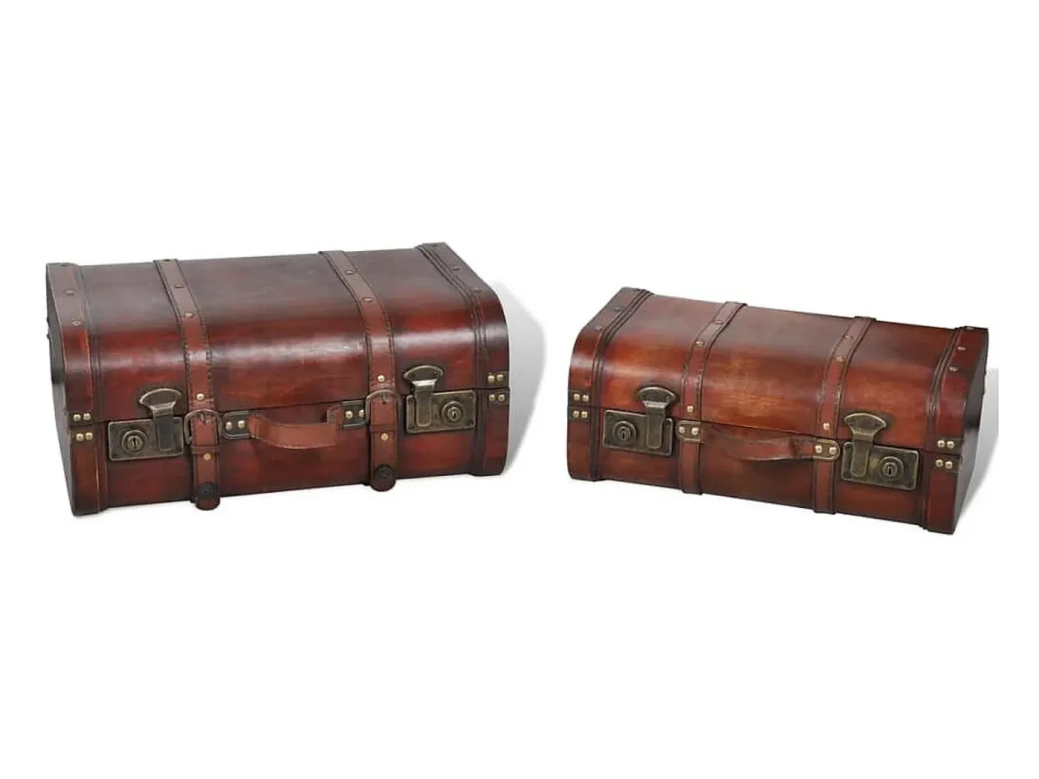 Baúl cofre de madera vintage marrón 2 unidades