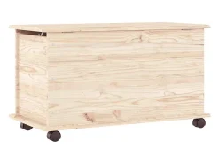 Baúl de almacenaje con ruedas ALTA madera maciza 73x39,5x43 cm