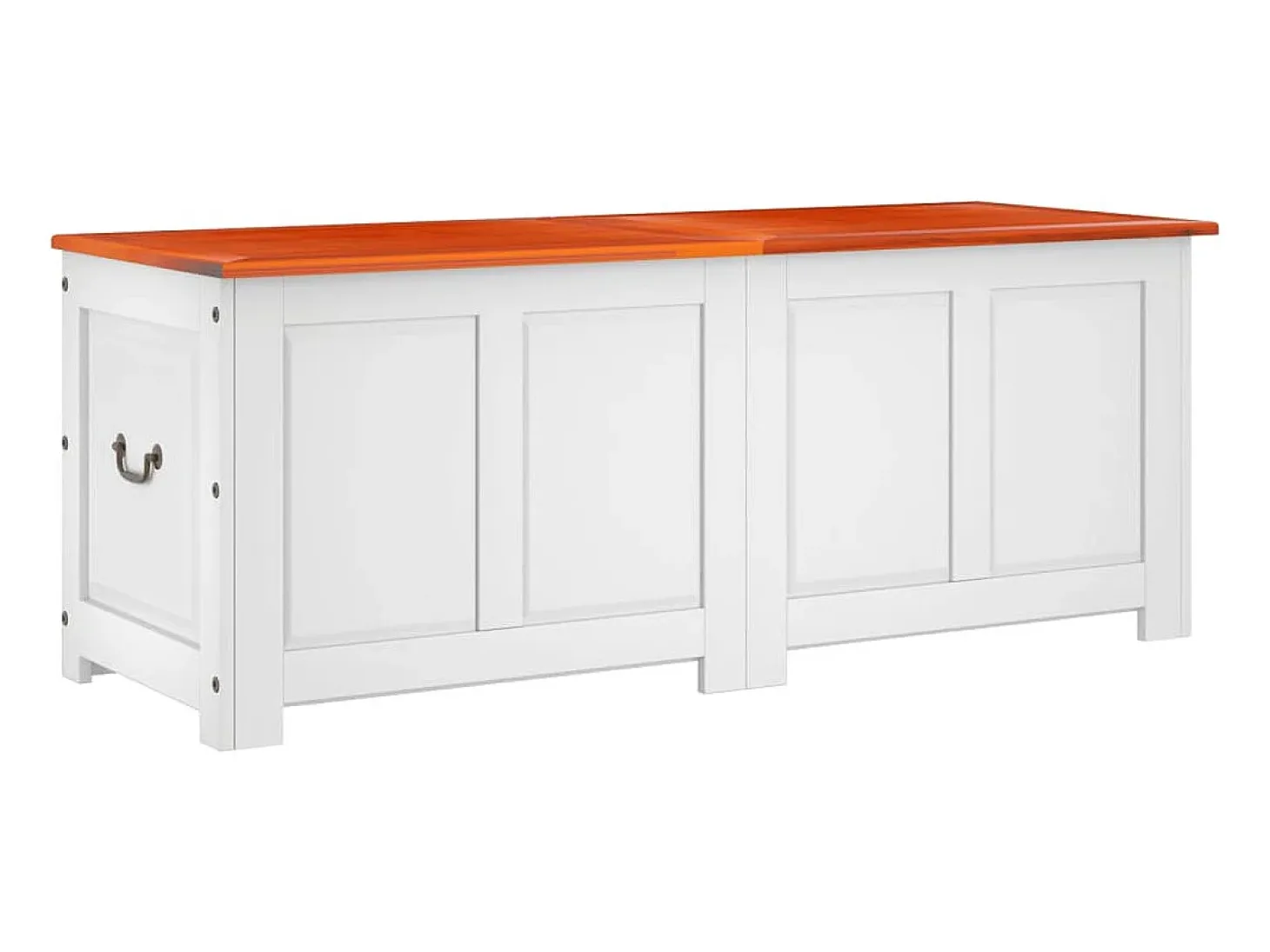 Baúl de almacenaje con tapa madera de acacia marrón y blanco ES641844