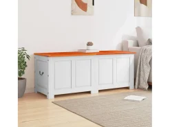 Baúl de almacenaje con tapa madera de acacia marrón y blanco ES641844