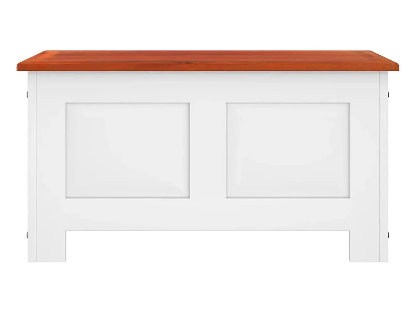 Baúl de almacenaje con tapa madera de acacia marrón y blanco ES259414