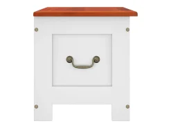 Baúl de almacenaje con tapa madera de acacia marrón y blanco ES259414