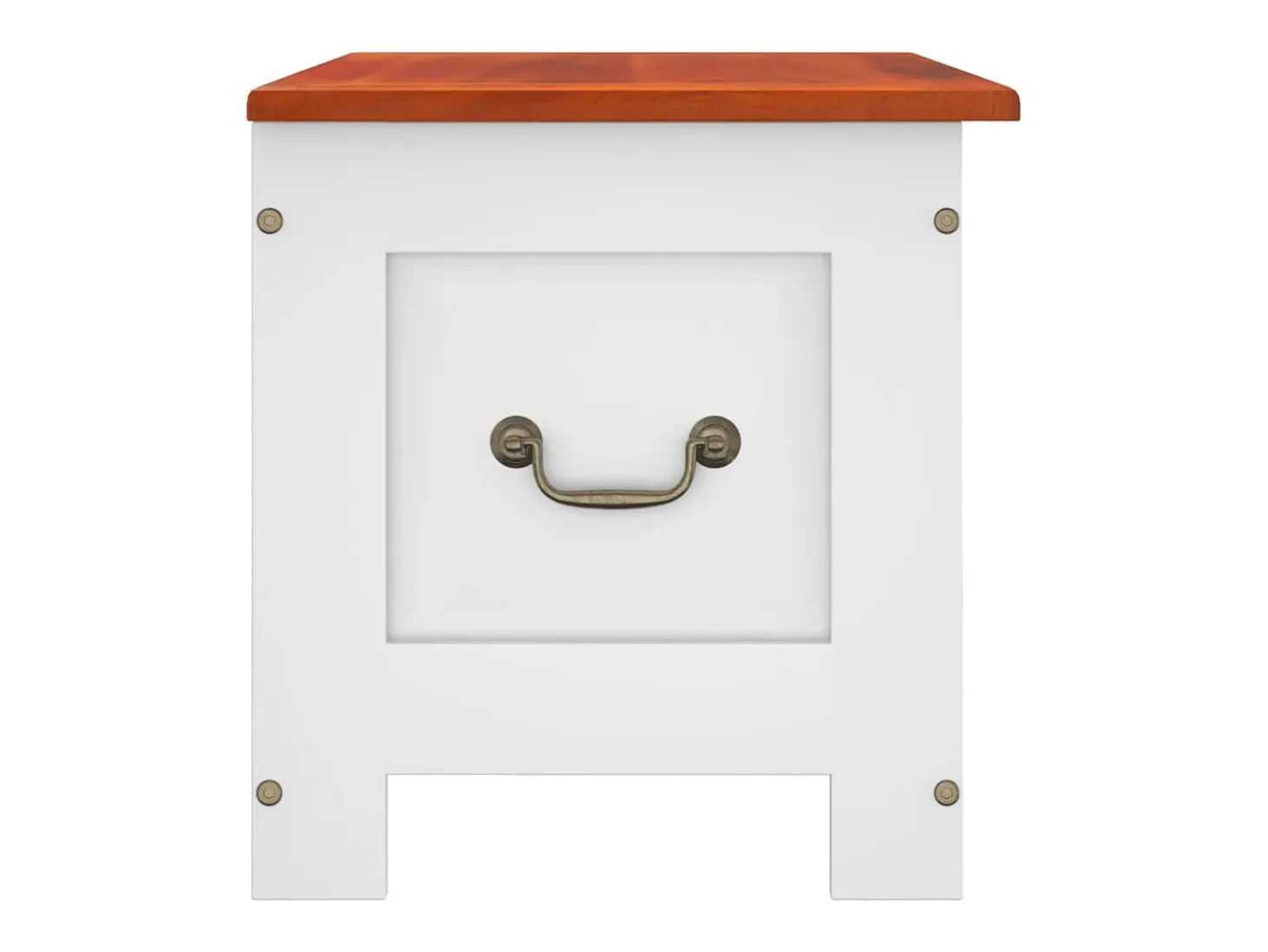 Baúl de almacenaje con tapa madera de acacia marrón y blanco ES259414