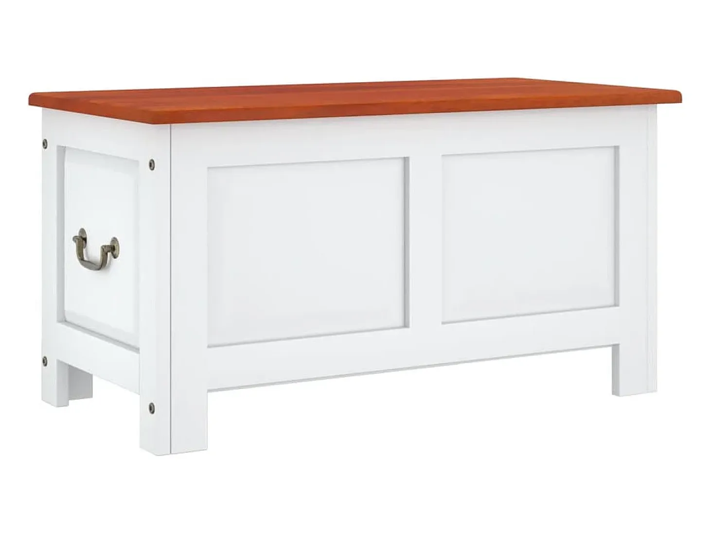 Baúl de almacenaje con tapa madera de acacia marrón y blanco ES238810