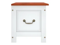 Baúl de almacenaje con tapa madera de acacia marrón y blanco ES238810