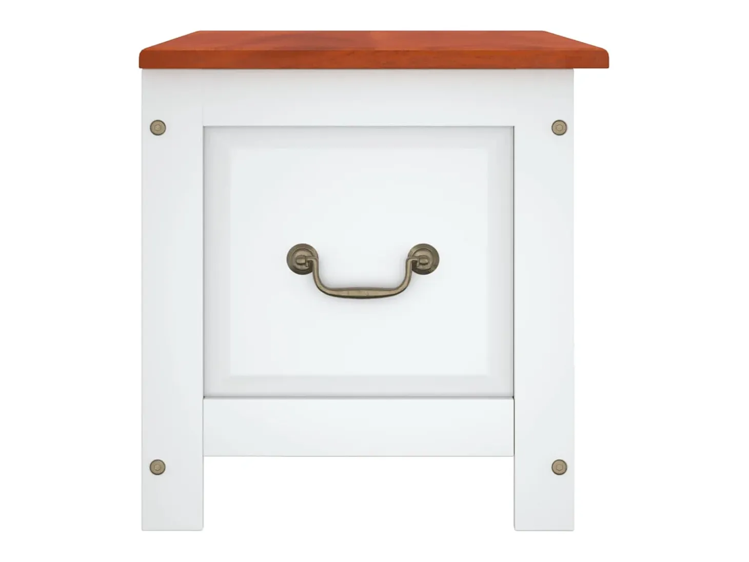 Baúl de almacenaje con tapa madera de acacia marrón y blanco ES238810