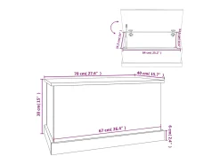 Baúl de almacenaje madera contrachapada negro 70x40x38 cm