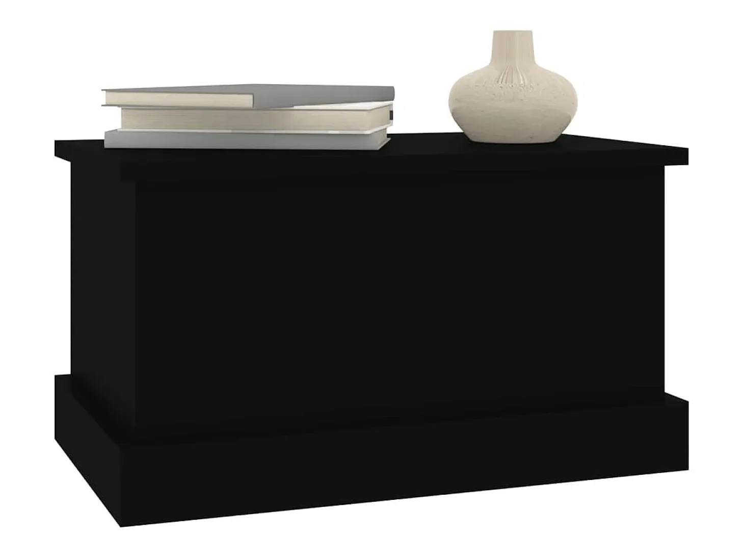 Baúl de almacenaje madera contrachapada negro 50x30x28 cm ES363380