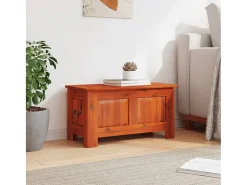 Baúl de almacenamiento con tapa madera maciza de acacia marrón ES387578