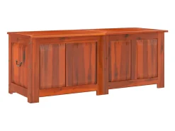 Baúl de almacenamiento con tapa madera maciza de acacia marrón ES411412