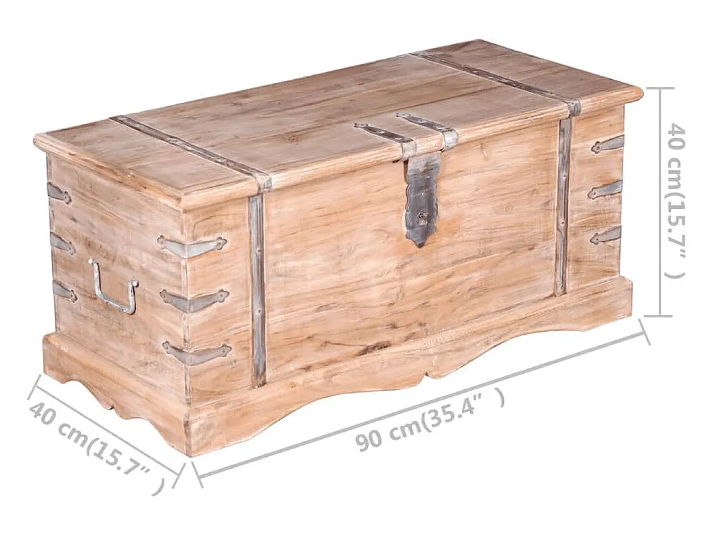Baúl de almacenamiento de madera de acacia
