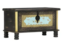 Baúl de almacenamiento madera de mango negro 80x40x45 cm ES967696
