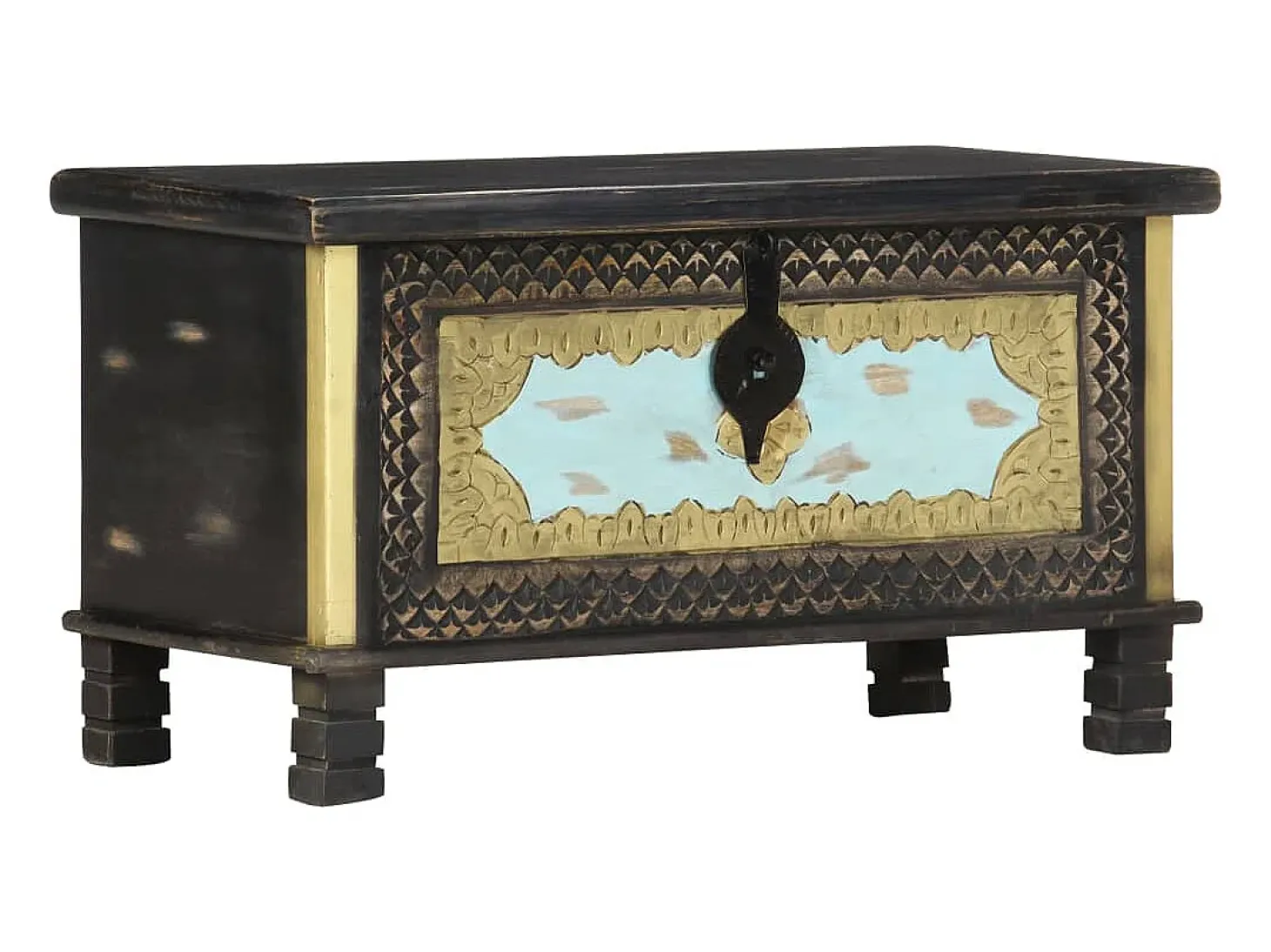 Baúl de almacenamiento madera de mango negro 80x40x45 cm ES967696