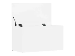 Baúl de almacenamiento madera contrachapada blanco 84x42x46 cm