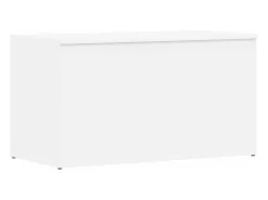 Baúl de almacenamiento madera contrachapada blanco 84x42x46 cm