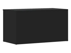 Baúl de almacenamiento madera contrachapada negro 84x42x46 cm