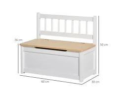 Baúl de juguetes para niños blanco 60x30x50 cm HOMCOM
