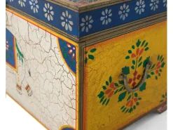 Baúl de madera de mango pintada a mano multicolor