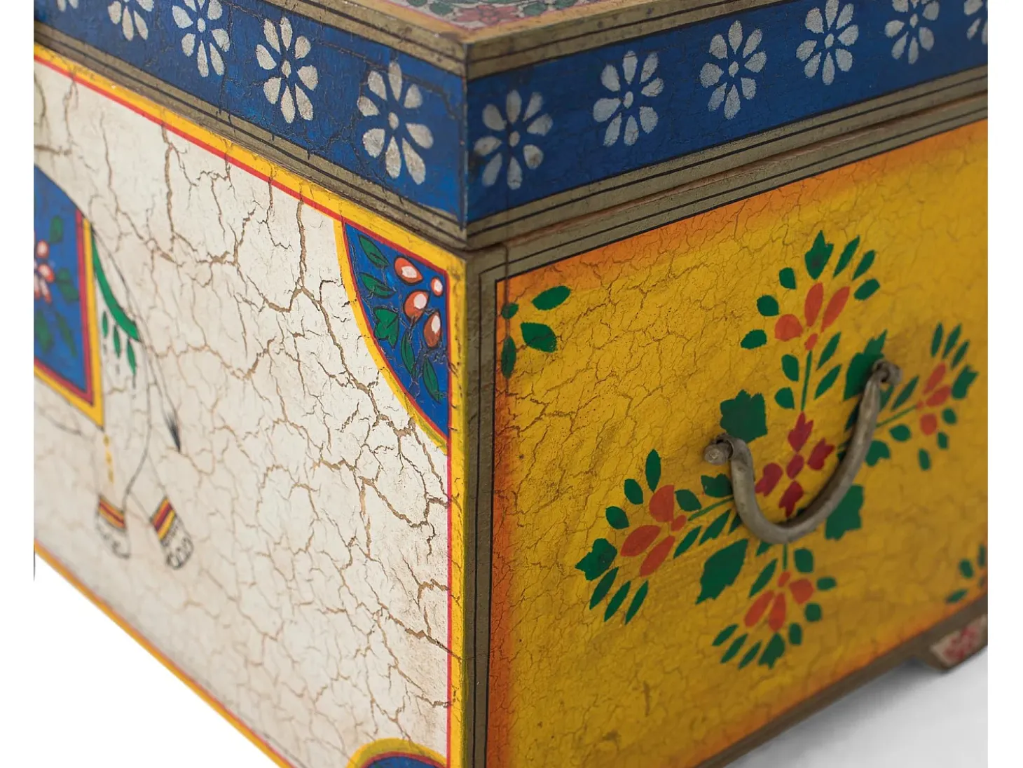 Baúl de madera de mango pintada a mano multicolor