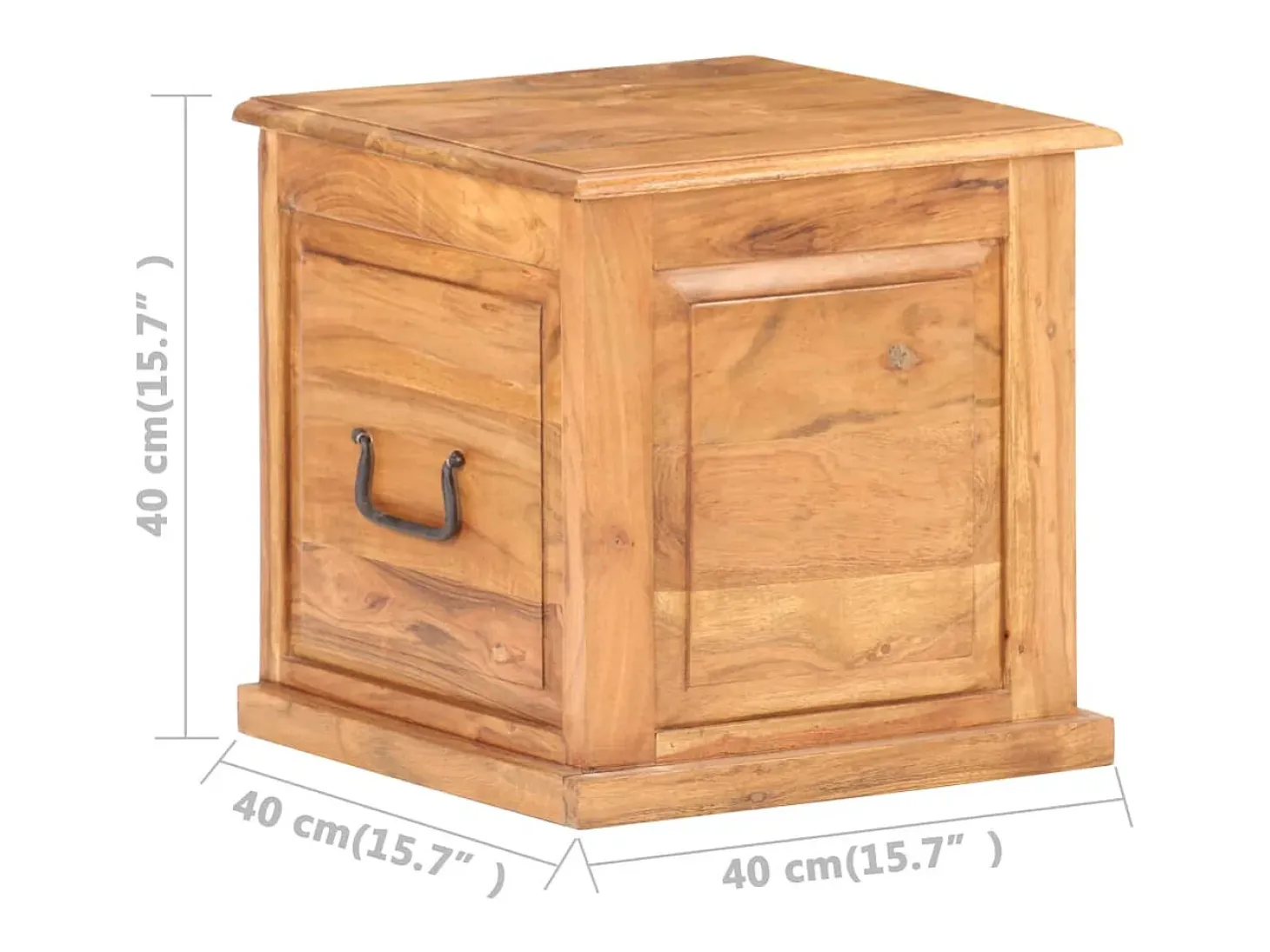 Baúl de madera maciza de acacia 40x40x40 cm