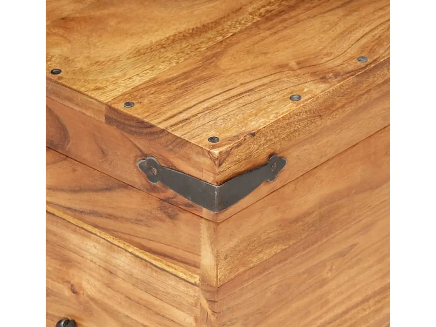 Baúl de madera maciza de acacia 90x40x40 cm