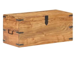 Baúl de madera maciza de acacia 90x40x40 cm