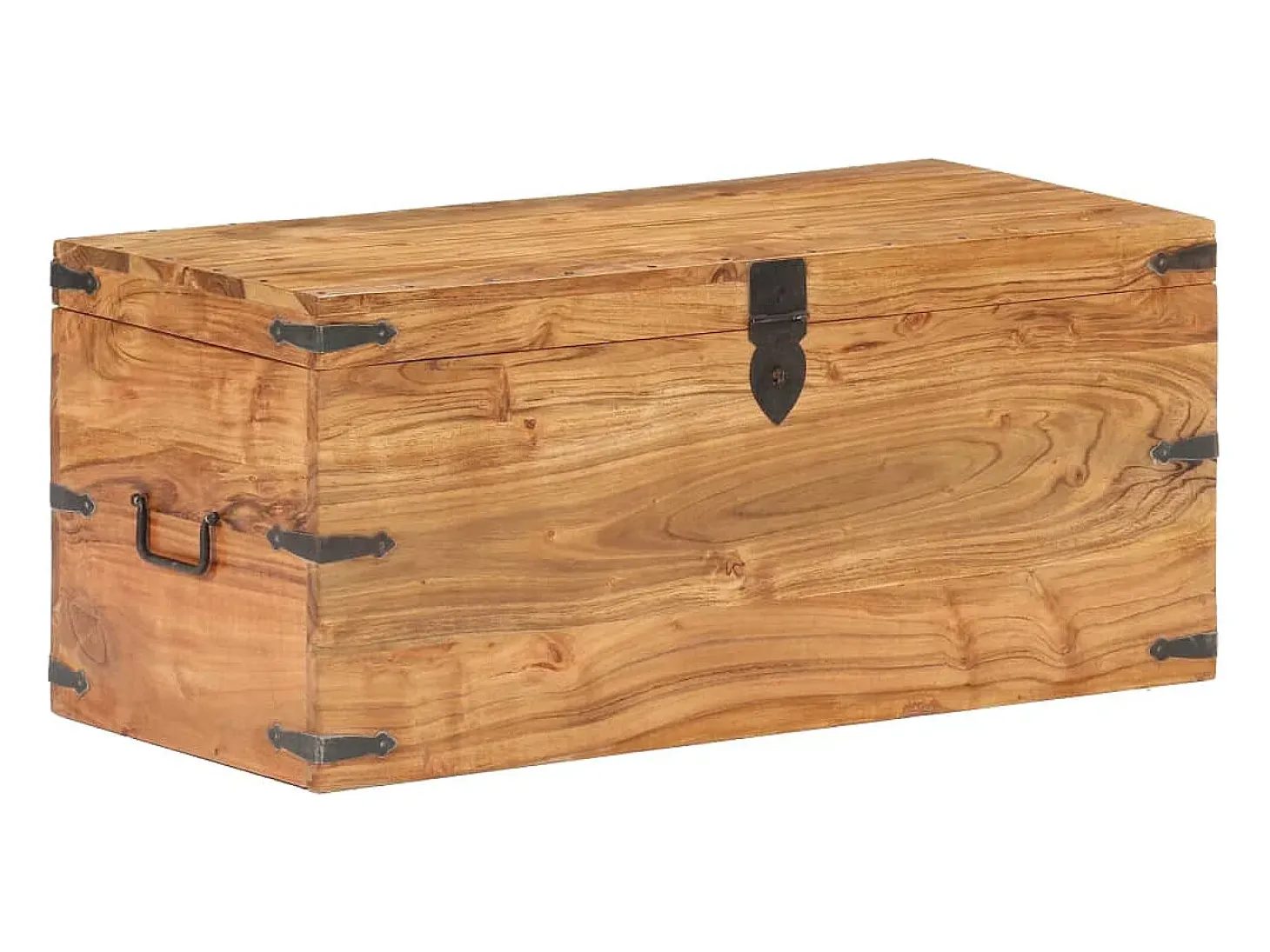 Baúl de madera maciza de acacia 90x40x40 cm