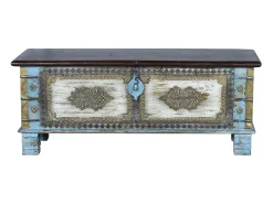 Baúl madera de mango azul y cerezo envejecido