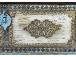 Baúl madera de mango azul y cerezo envejecido