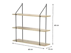 Balda de pared 3 niveles acabado madera 60 cm de largo