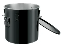 Balde de Grasa SucceBuy para Freidora, Balde de 37 L con Bolsa Filtro, Negro, Acero al Carbono con Recubrimiento Antioxidante