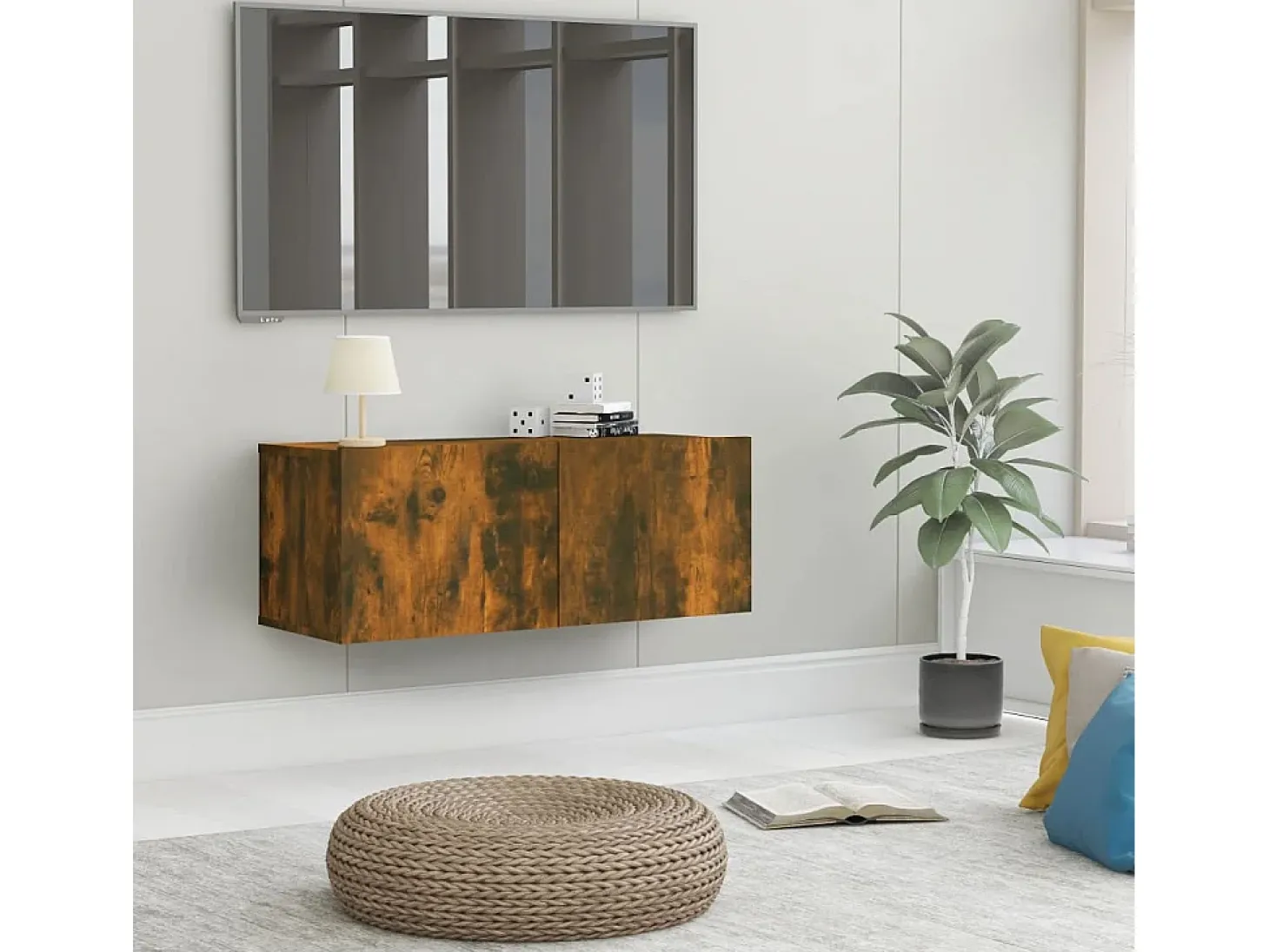 Ballinger Mueble para TV madera de ingeniería roble ahumado 80x30x30 cm