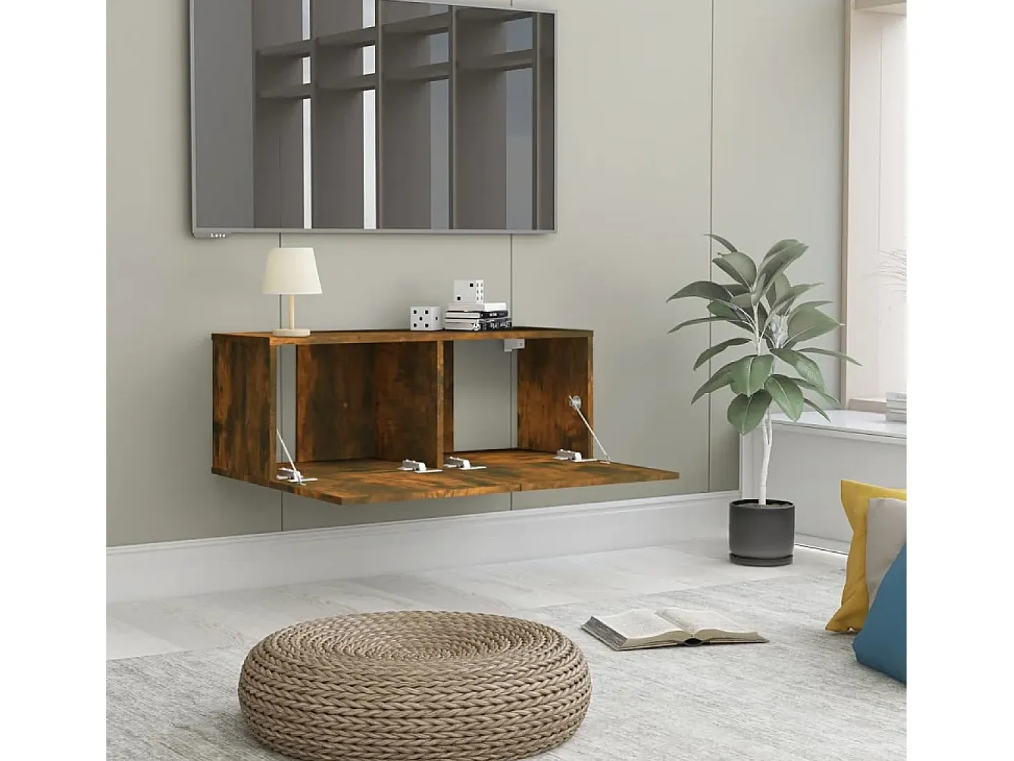Ballinger Mueble para TV madera de ingeniería roble ahumado 80x30x30 cm