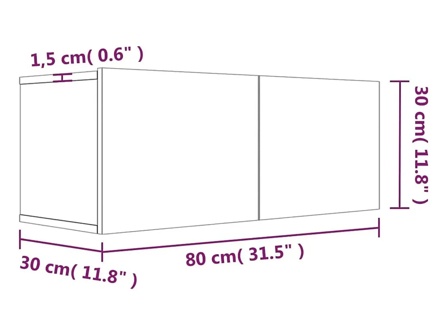 Ballinger Mueble para TV madera de ingeniería roble ahumado 80x30x30 cm