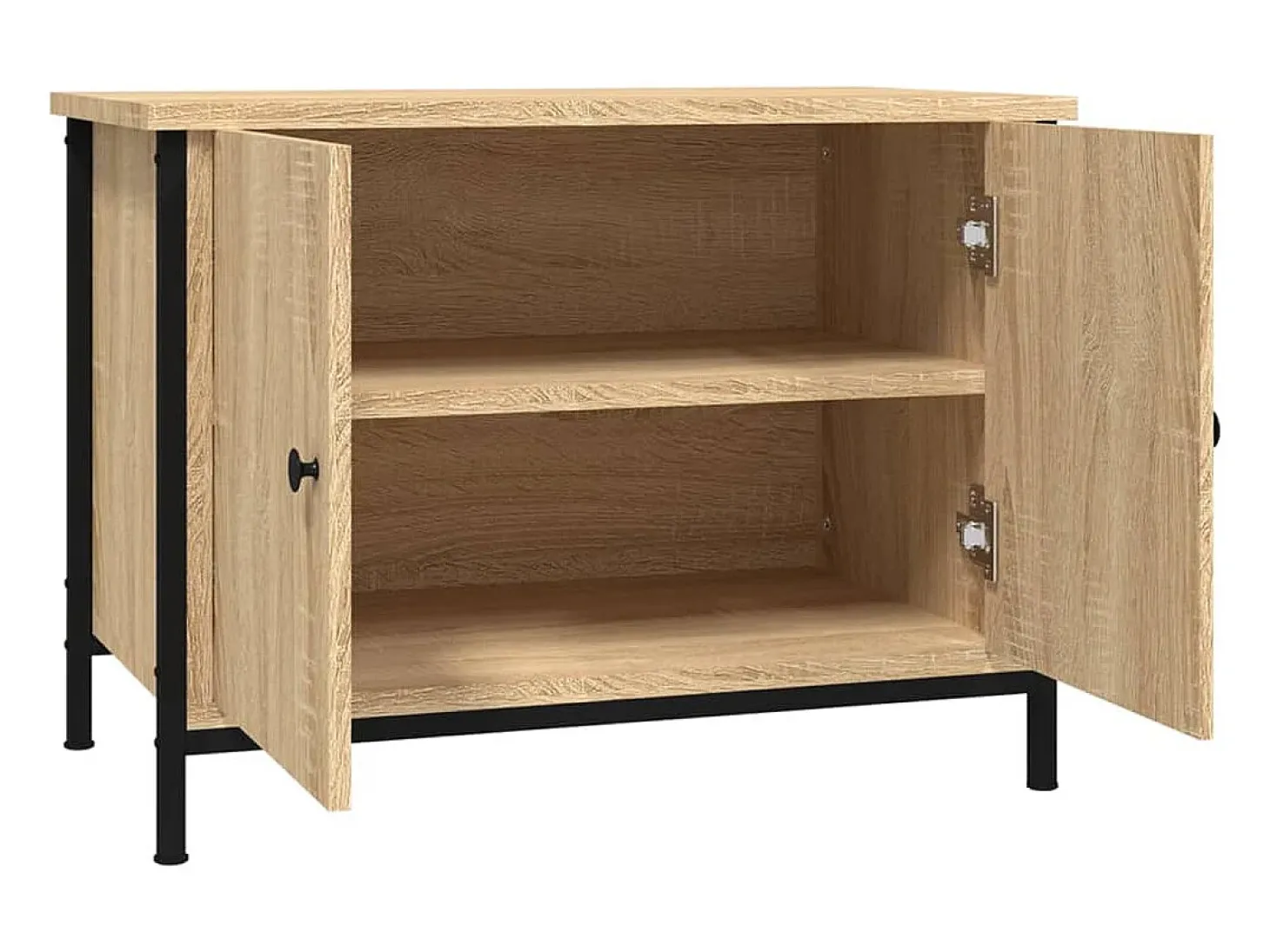 Ballyknockan Mueble de TV con puertas roble Sonoma 60x35x45 cm madera de ingeniería
