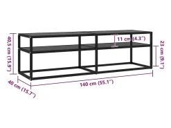 Ballypatrick Mueble para TV vidrio templado negro 140x40x40,5 cm