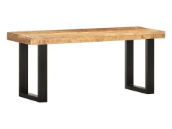 Banco 110 cm Madera maciza de mango crudo y acero
