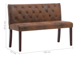 Banco 120 cm Marrón Similicuir daim
