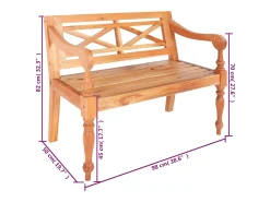 Banco Batavia 98 cm Madera maciza de caoba Marrón claro
