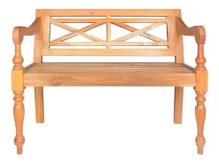Banco Batavia 98 cm Madera maciza de caoba Marrón claro