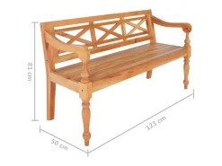 Banco Batavia 123 cm Madera maciza de caoba Marrón claro