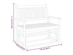 Banco columpio blanco 118x70x104,5 cm madera maciza de álamo